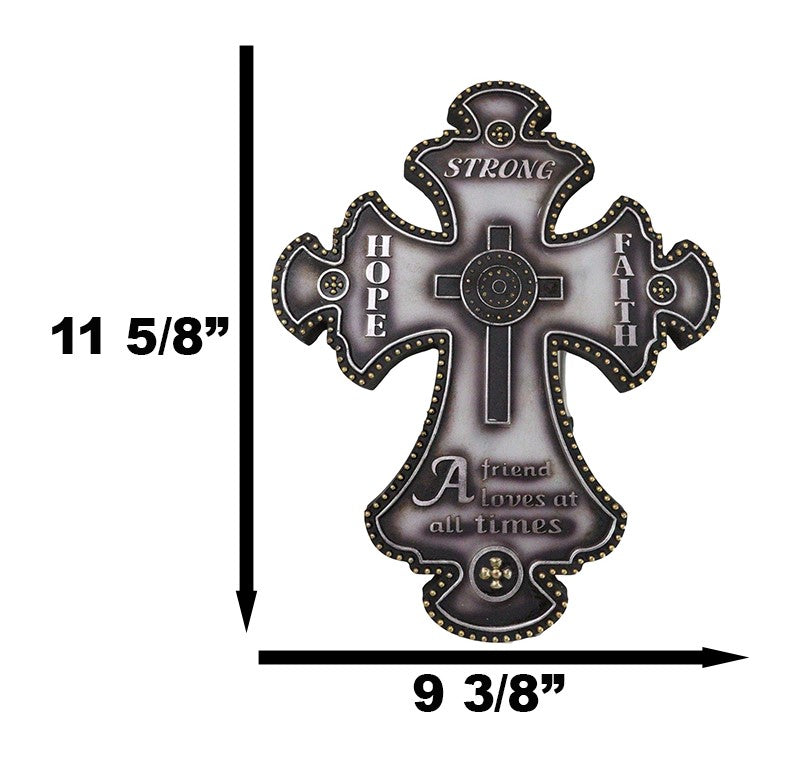 Inspirational Hope Faith A Friend Loves at All Times Fleur De Lis Wall Cross