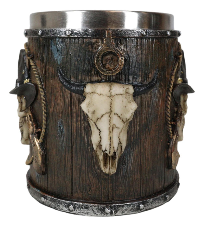 Rustic Western Wild West Captain Sheriff Cowboy With Cow Skull Coffee Mug Cup