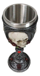 Love Never Dies Sugar Skull On Bed Of Red Roses Wine Goblet With Celtic Knotwork