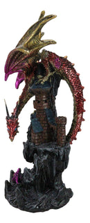 Red Sentinel Dragon On Rocky Mountain Top Stonewall Castle Home Decor Figurine