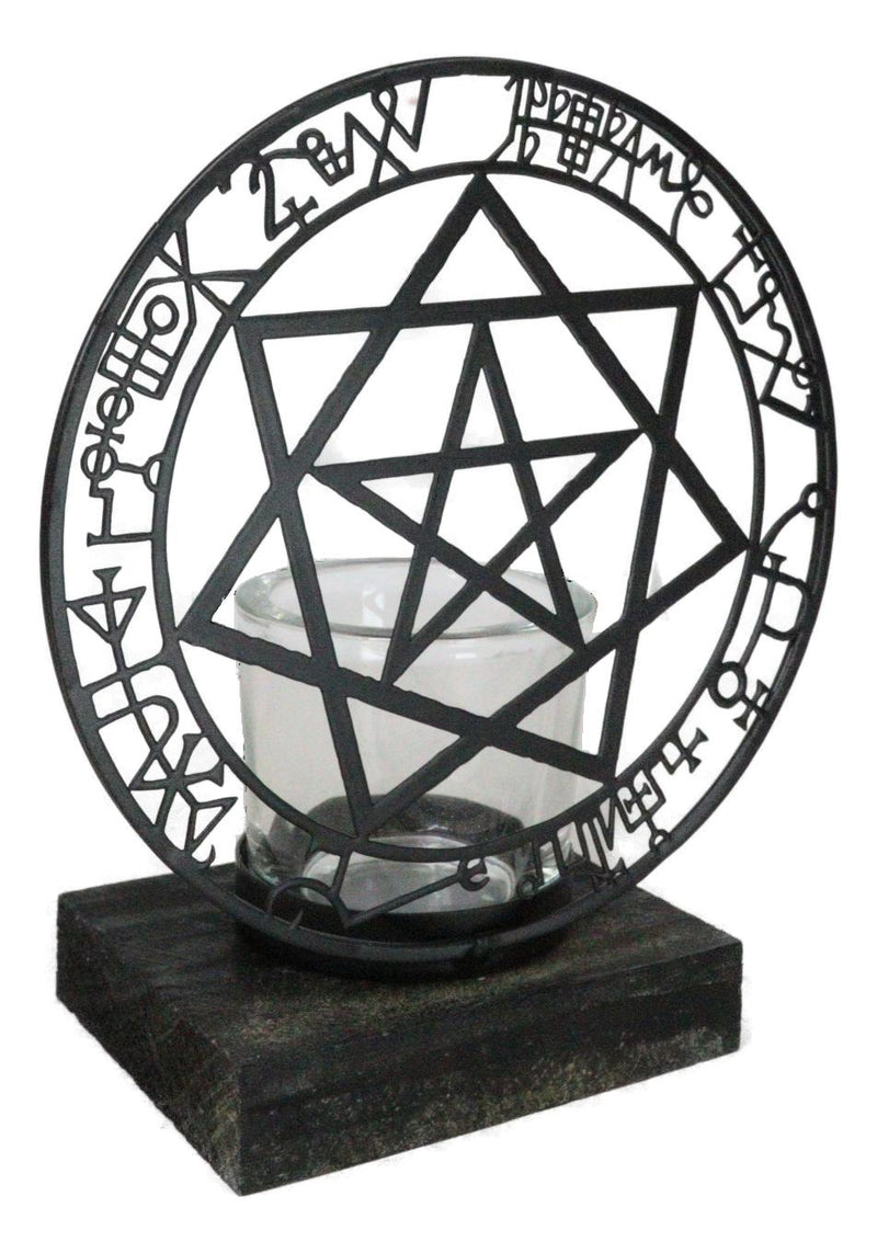 Wicca Occultic Angels and Demons Sacred Mystic Sigils Metal Votive Candle Holder