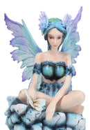 Elf Pixie Water Elemental Fairy in Emerald Iridescent Dress Fantasy Figurine