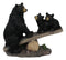 Rustic Forest Black Bear Mother and 2 Cubs Sitting On Tree Logs Seesaw Figurine