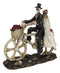 Wedding Skeletons Bride And Groom Riding Skeletal Bones Roses Bicycle Figurine