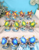 Colorful Coastal Ocean Marine Sea Turtle Tortoise Miniature Figurines Pack Of 12