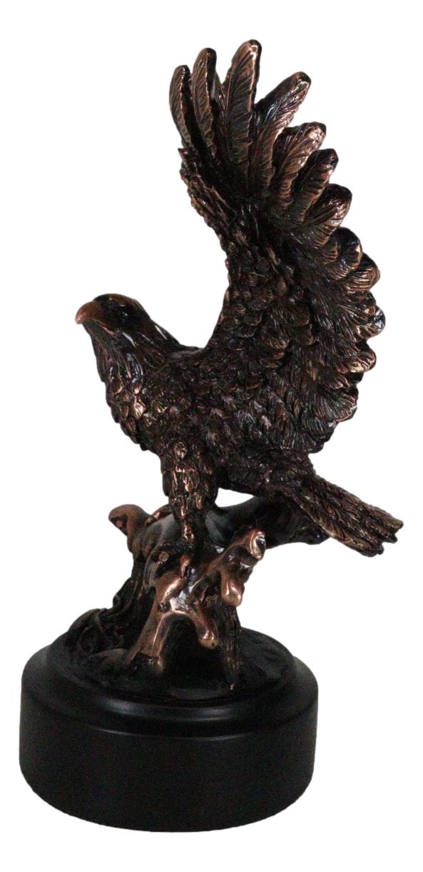 Wings Of Glory Bald Eagle Perching On Tree Bronzed Resin Figurine With Base