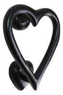 Cast Iron Black Love Heart Shaped Abstract Art Decorative Door Knocker Accent