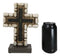 Christian Standing Layered Cross With Rustic Pebble Rocks Faux Wood Finish