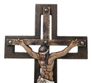 Jesus Christ Crucified Faux Wooden Rustic Bronze Layered Christian Wall Cross