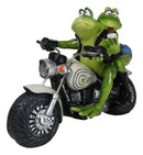 All American Biker Frogs Couple Taking Selfie On Chopper Motorcycle Figurine