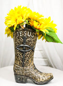 Western Spike Nail Ichthys Fish Crown Of Thorns Jesus Cowboy Boot Vase Holder