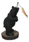 Whimsical Rustic Forest Black Bear Catching Largemouth Bass Fish Figurine