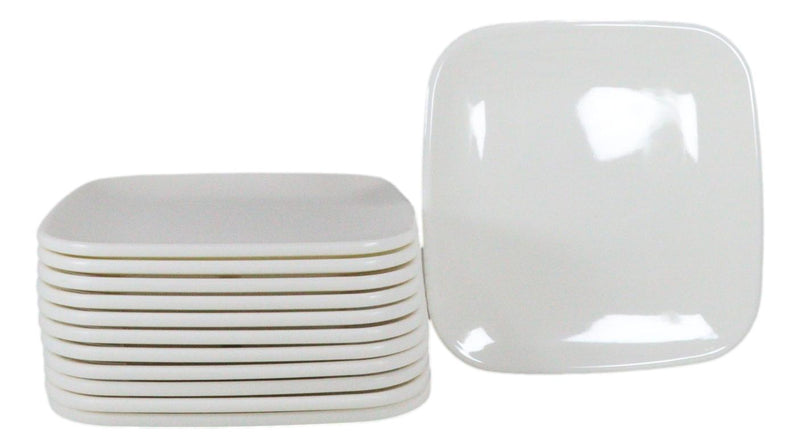 Contemporary 6.5" Square White Jade Melamine Salad Dessert Plates Pack Of 12