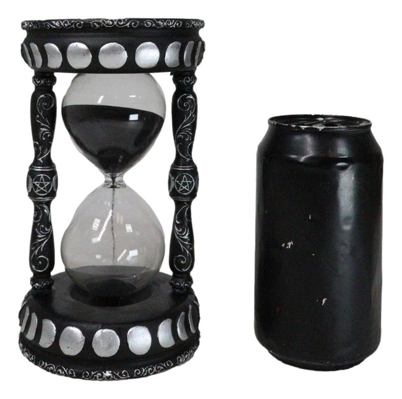 Wicca Phases of The Moon Pentagram Black Cat Invertible Glass Mystic Sand Timer