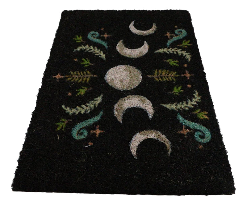 Dark Forest Moon Phase Wiccan Black Coir Coconut Fiber Floor Mat Doormat