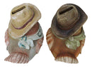 Set of 2 Western Howdy Cowboy and Cowgirl Birds with Hat And Scarf Piggy Bank