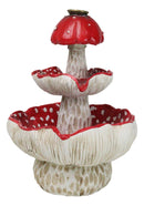 Enchanted Fairy Garden Red 3 Tiered Toadstool Mushrooms Backflow Incense Burner