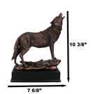 Mystical Full Moon Howling Alpha Gray Wolf Statue In Bronze Electroplated Finish
