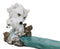 Moonlight Ghost Snow White Wolf Mother With Baby Pup Incense Burner Figurine