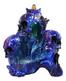 Blue Gothic 3 Ghastly Skulls LED Death Mountain Cavern Backflow Incense Burner