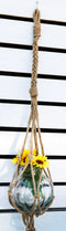 Rustic Farmhouse Woven Jute Rope Macrame Style Hanging Molten Glass Candleholder