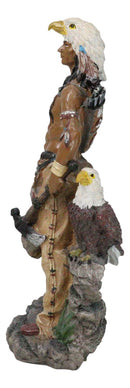 Sky Mountain Indian Tribal Eagle Warrior Chief Holding Axe With Bird Statue