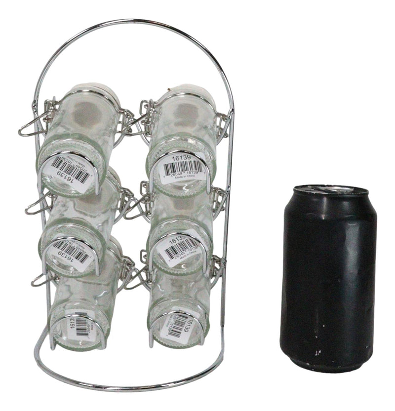 Wicca Kitchen Witch Alchemy Apothecary Jar Spice Metal Rack With 6 Glass Jars