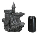 Medieval Stonewall Castle Fortress On Rock Steppes Display Stand W/ LED Figurine