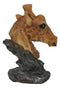 Safari African Savannah Masai Giraffe Head Bust On Rock Steppe Figurine