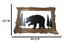 20"L Rustic Scenic Forest Black Bear Silhouette Metal And Wood Framed Wall Decor