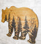 Western Black Bear With Pine Trees Forest Silhouette Wooden Cutout Wall Decor