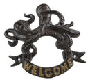 Cast Iron Nautical Sea Octopus With Porthole Frame Welcome Wall Decor Plaque