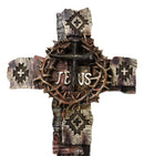 Navajo Symbols Crown of Thorns Spike Nails Jesus Sign Faux Wooden Wall Cross