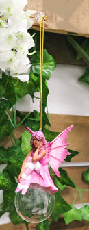 Pink Peony Bubble Rider Fairy Hanging Ornament Amy Brown Holiday Collection