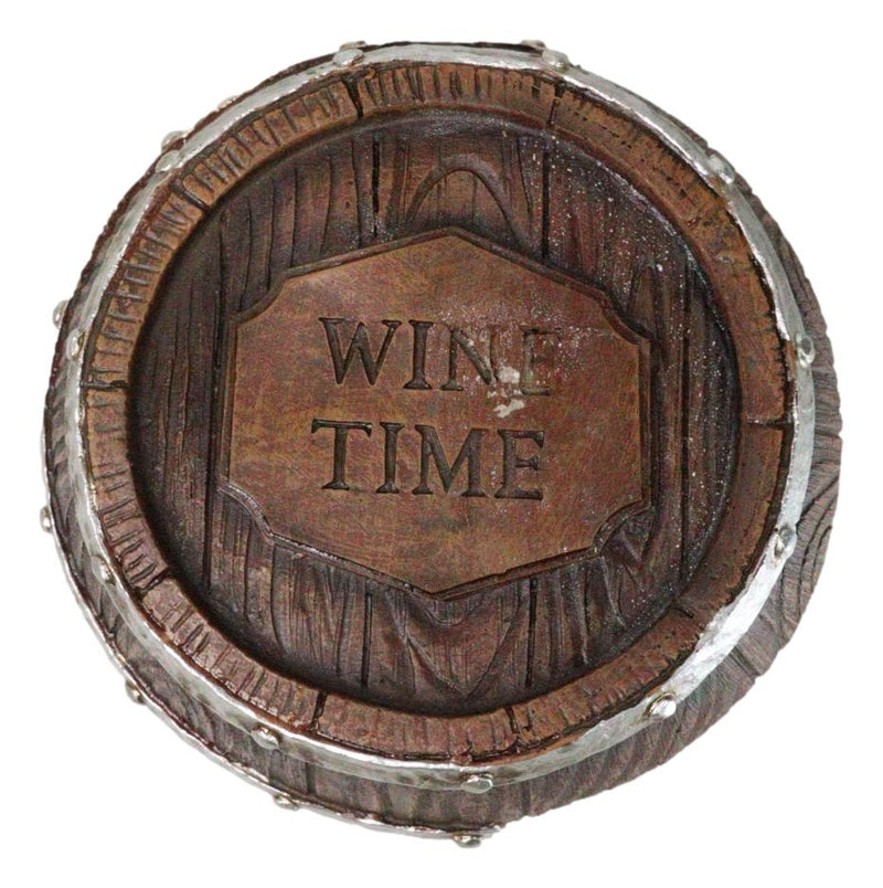 Rustic Western Wine Time Old Fashioned Country Beer Barrel Faux Wood Coaster Set