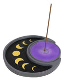 Wicca Mystical Phases Of The Moon Symbols Crescent Round Incense Stick Holder