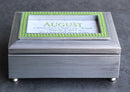 August Peridot Strength Integrity Birthstones Silver Tone Musical Trinket Box