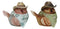 Set of 2 Western Howdy Cowboy and Cowgirl Birds with Hat And Scarf Piggy Bank