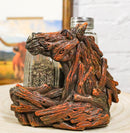 Western Wild And Free Faux Wood Tree Logs Horse Bust Salt Pepper Shakers Holder