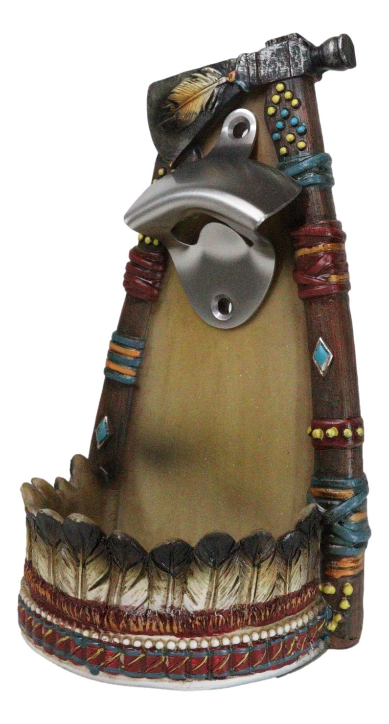 Southwestern Feathers With Turquoise Hand Axe Tribal Indian Wall Bottle Opener