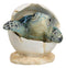 Pack Of 2 Marine Blue And Brown Sea Turtle Hatchlings In Egg Shells Figurines