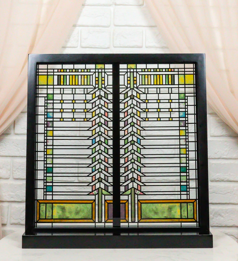 Frank Lloyd Wright Martin House Casement Window Stained Glass Panel Desk Plaque