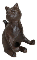 Cast Iron Feline Kitten Cat Business Card Holder Desktop Organizer Figurine