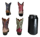 Pack of 4 Western Fancy Cowboy Cowgirl Boots Faux Leather Boots Pen Holders