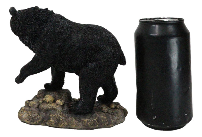 Rustic Wildlife Forest Black Bear Fishing By Rocky River Bank Figurine Decor