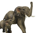 Jungle Stroll Safari Savanna Elephant Father And Calf Walking Alongside Figurine