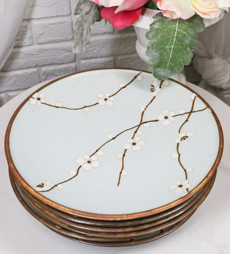 Set Of 6 Japan Made Sakura Cherry Blossoms Porcelain Round Lunch Buffet Plates