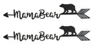 Set Of 2 Rustic Forest Mama Bear With Arrow Silhouette Word Art Wall Sign 15"L