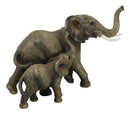 Jungle Stroll Safari Savanna Elephant Father And Calf Walking Alongside Figurine