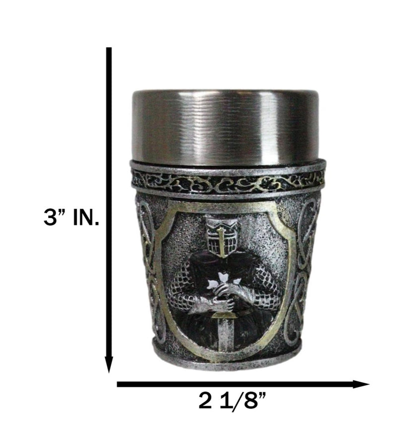 Pack of 4 Black Cloak Medieval Templar Crusader Knight Shot Glasses Set of 4